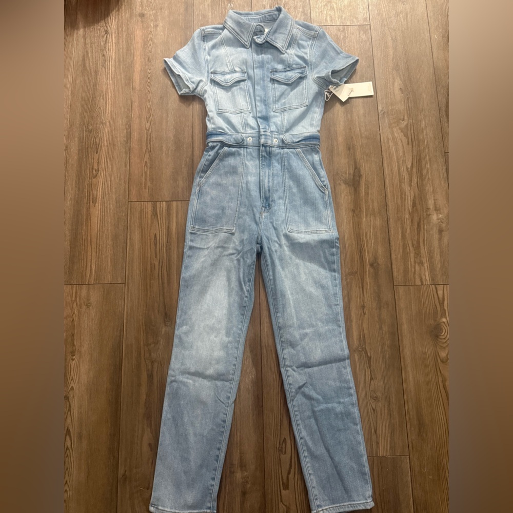 Light Blue Denim Jumpsuit Jeans - Women's Short Sleeve